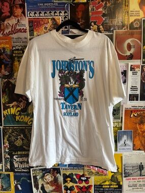 Johnston's Tavern Glasgow Scotland Graphic Tee - White
